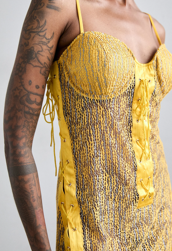 Sinead Gorey Lace Cord-Up Eyelet Dress