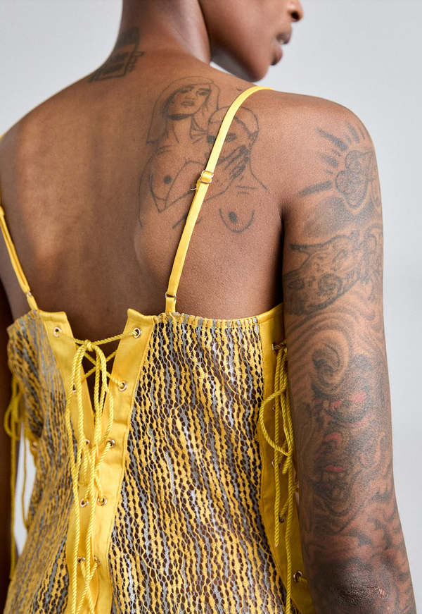 Sinead Gorey Lace Cord-Up Eyelet Dress