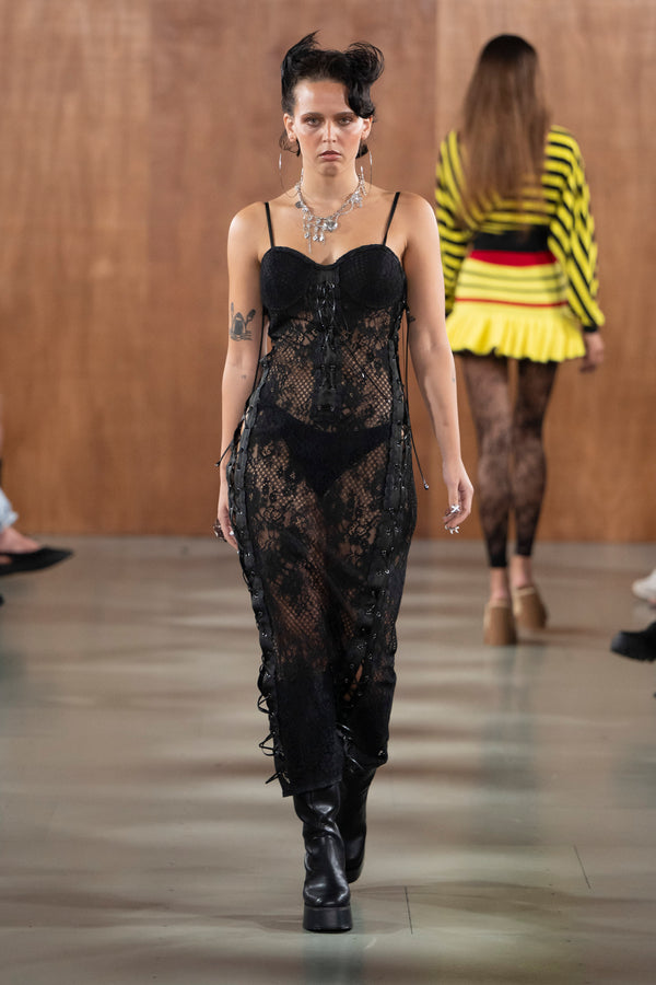 Sinead Gorey Lace Cord-Up Eyelet Dress