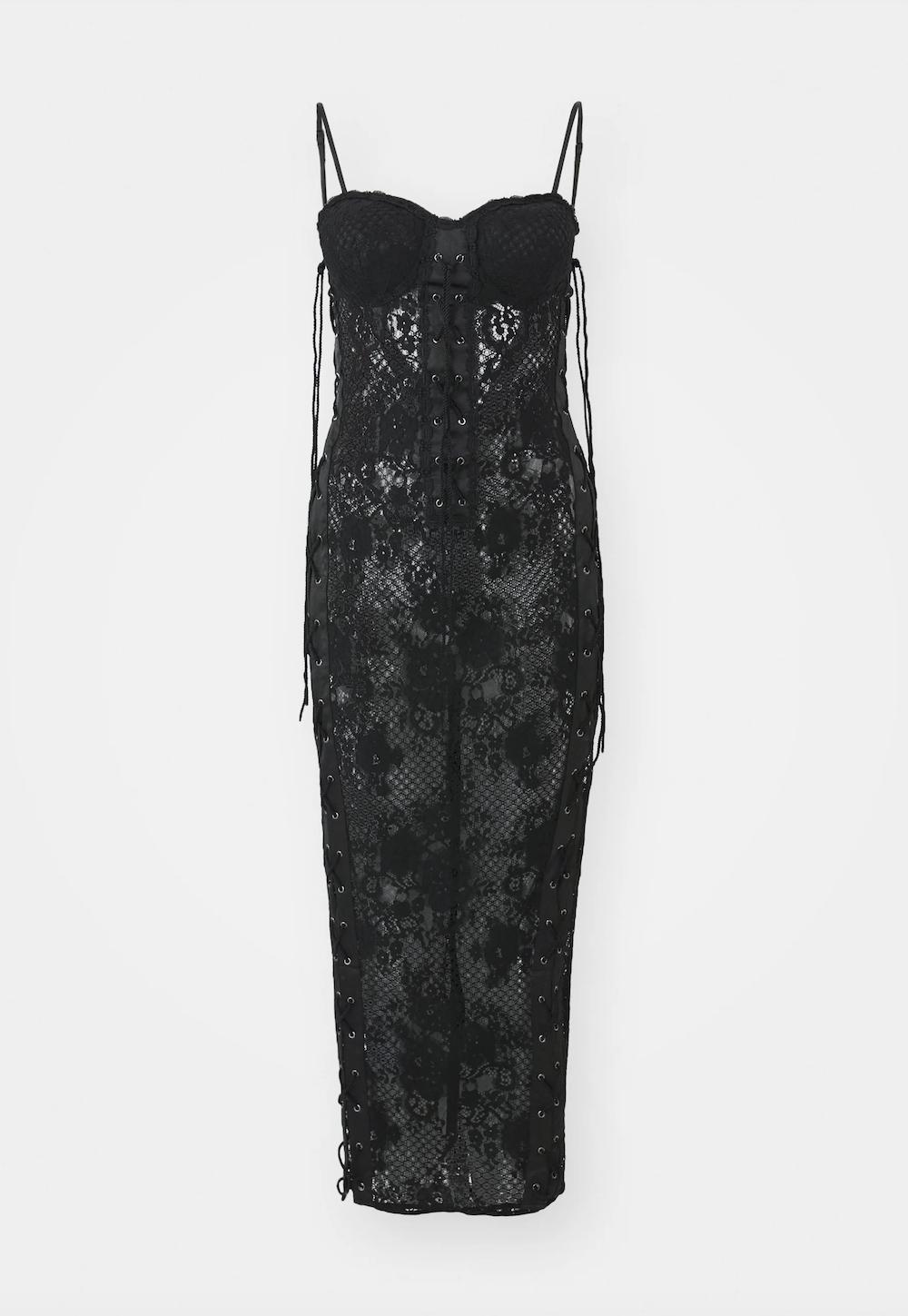 sinead gorey Lace Cord-Up Eyelet Dress