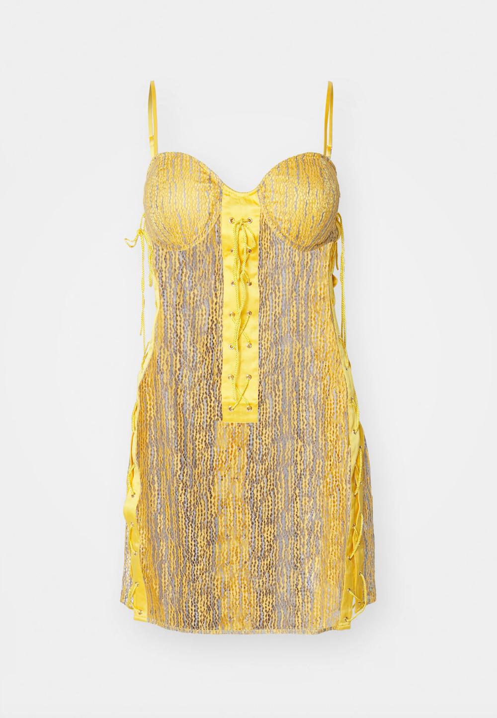 sinead gorey Lace Cord-Up Eyelet Dress