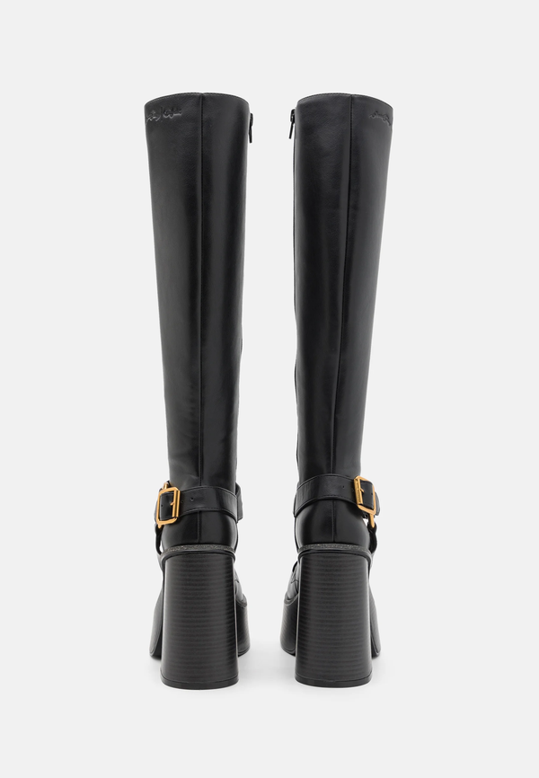 Sinead Gorey Lace Up Black Buckle Boots