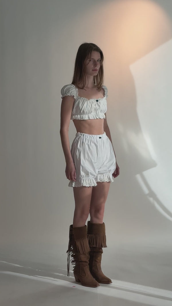 Sinead Gorey Milkmaid Bloomers With Rose Trim