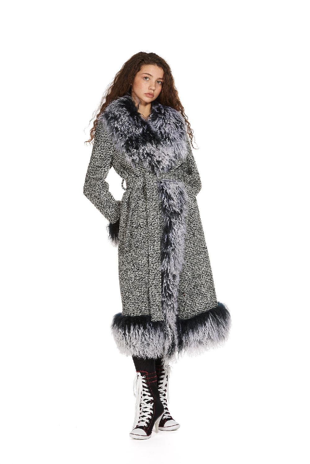 sinead gorey Mongolian Gradient Trim Wool Coat