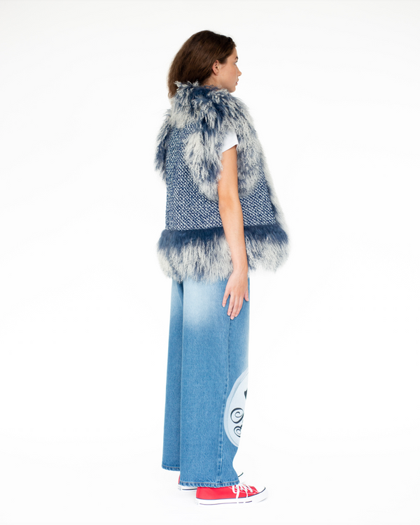 Sinead Gorey Mongolian Trim Wool Gilet