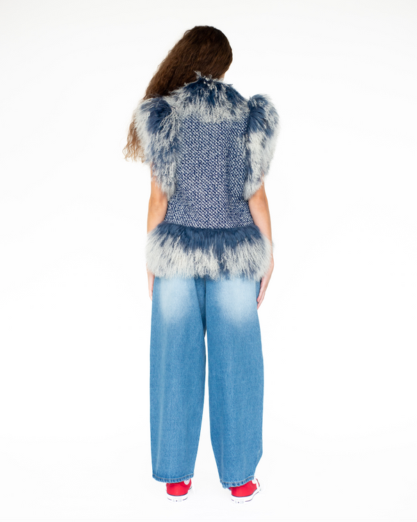 Sinead Gorey Mongolian Trim Wool Gilet