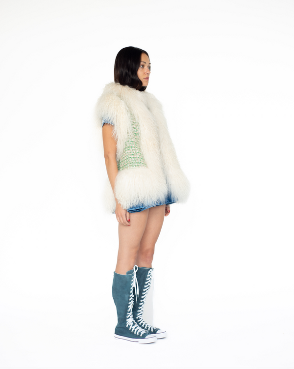 Sinead Gorey Mongolian Trim Wool Gilet