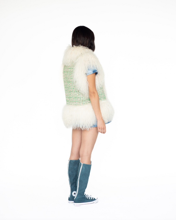 Sinead Gorey Mongolian Trim Wool Gilet