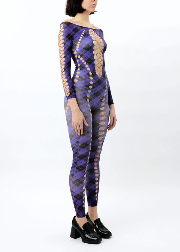Sinead Gorey Printed Argyle Cut-out Jumpsuit