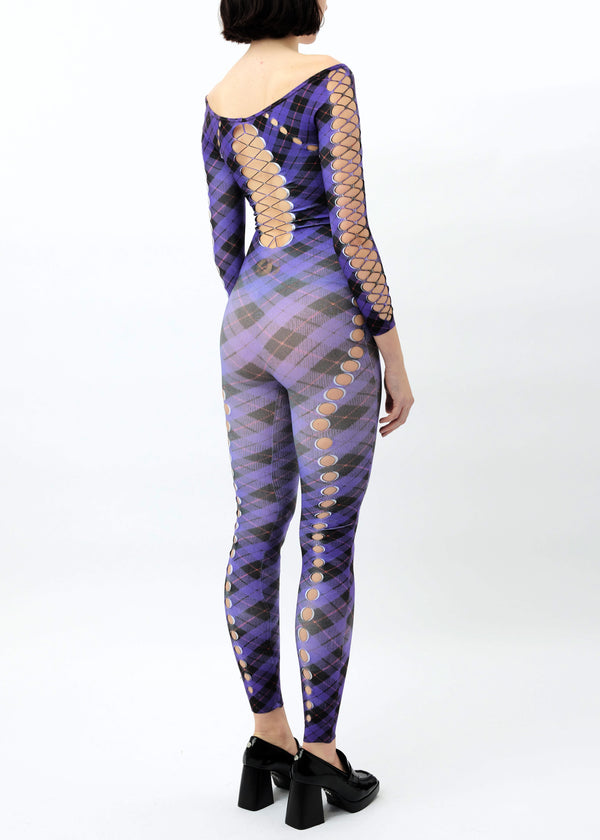 Sinead Gorey Printed Argyle Cut-out Jumpsuit