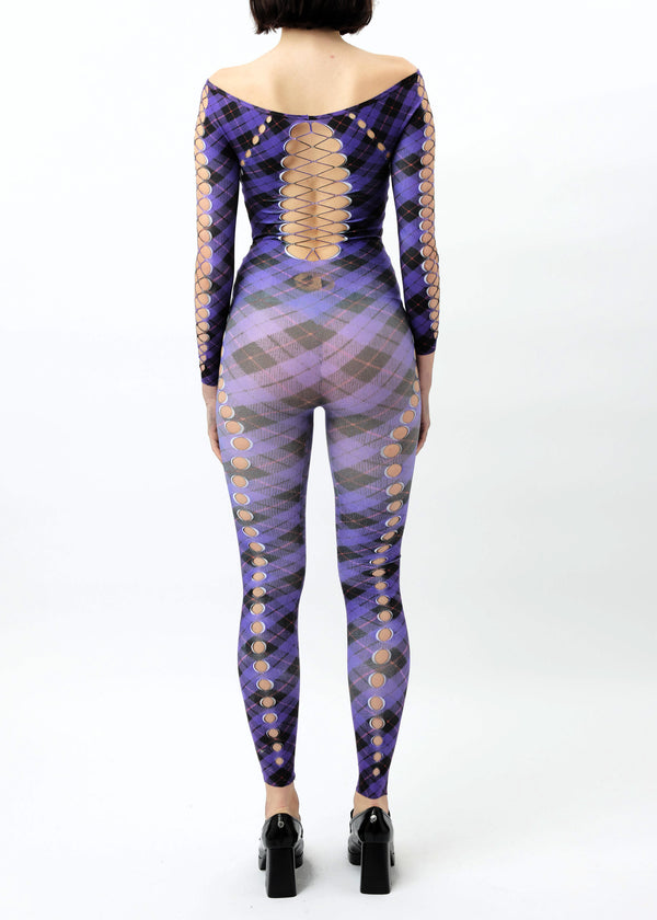 Sinead Gorey Printed Argyle Cut-out Jumpsuit