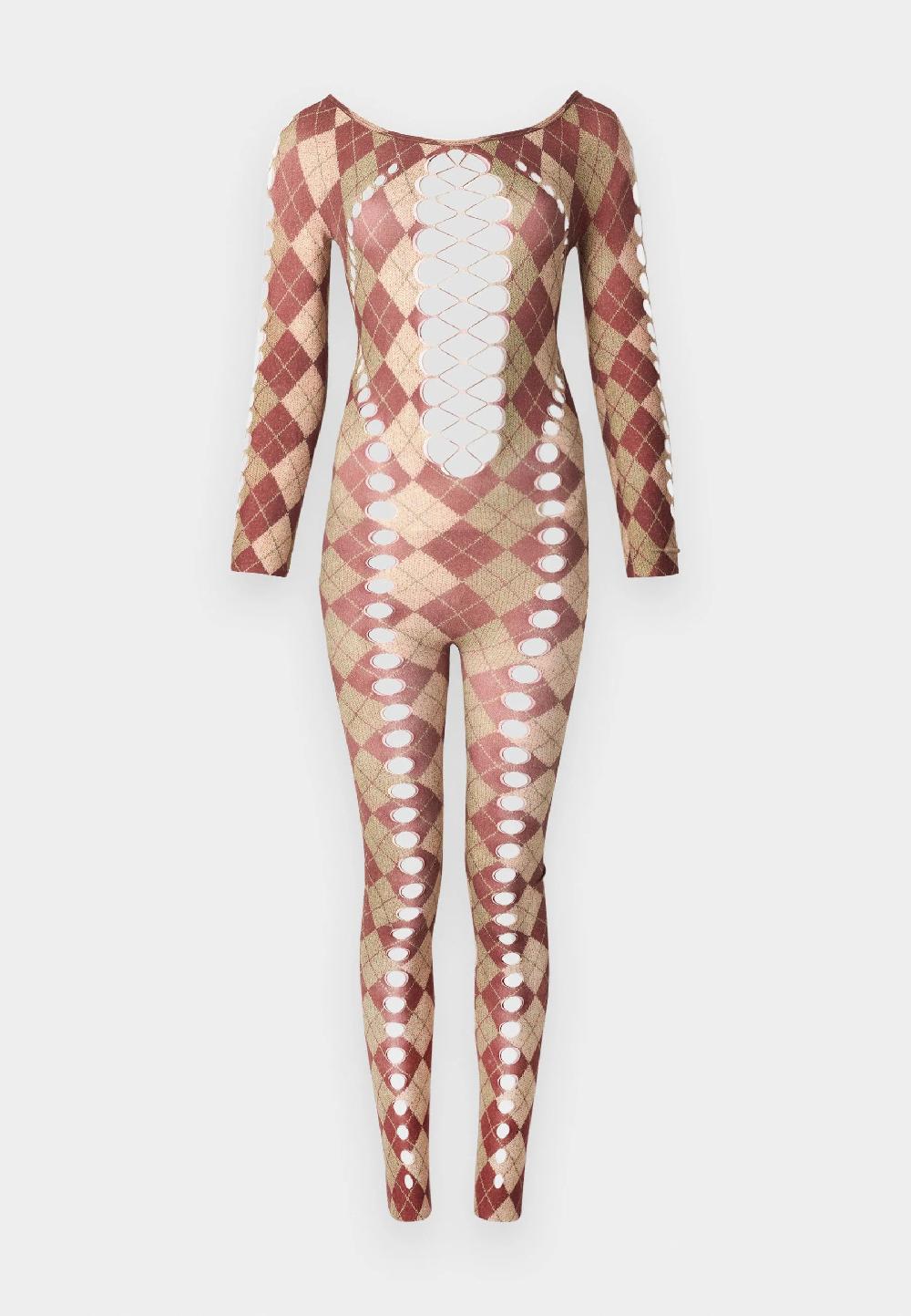 sinead gorey Printed Argyle cut-out jumpsuit