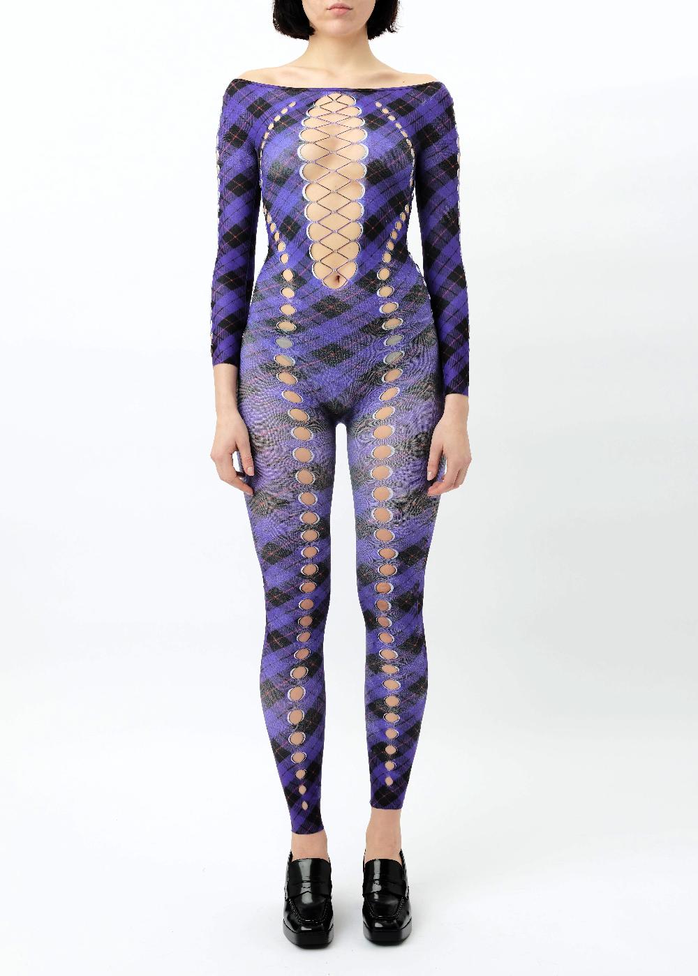 sinead gorey Printed Argyle cut-out jumpsuit