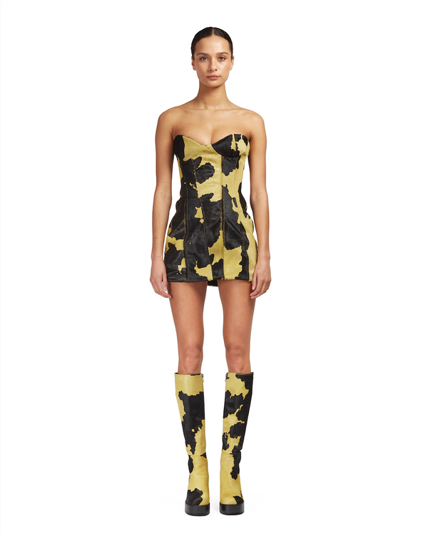Sinead Gorey Printed Cow-hide Bustier Mini-dress