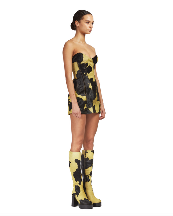 Sinead Gorey Printed Cow-hide Bustier Mini-dress
