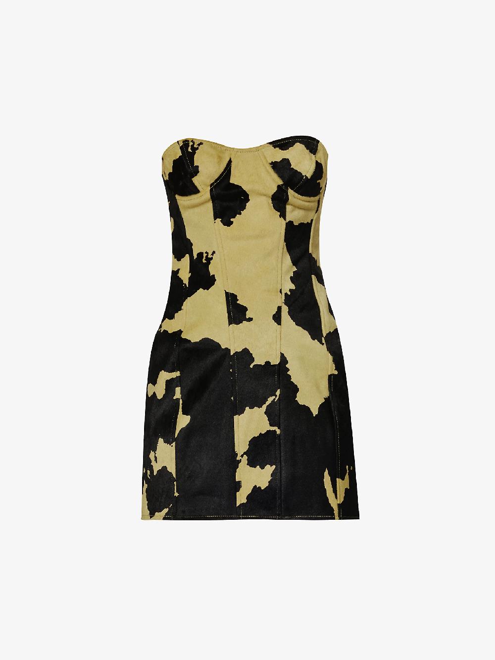 sinead gorey Printed cow-hide bustier mini-dress