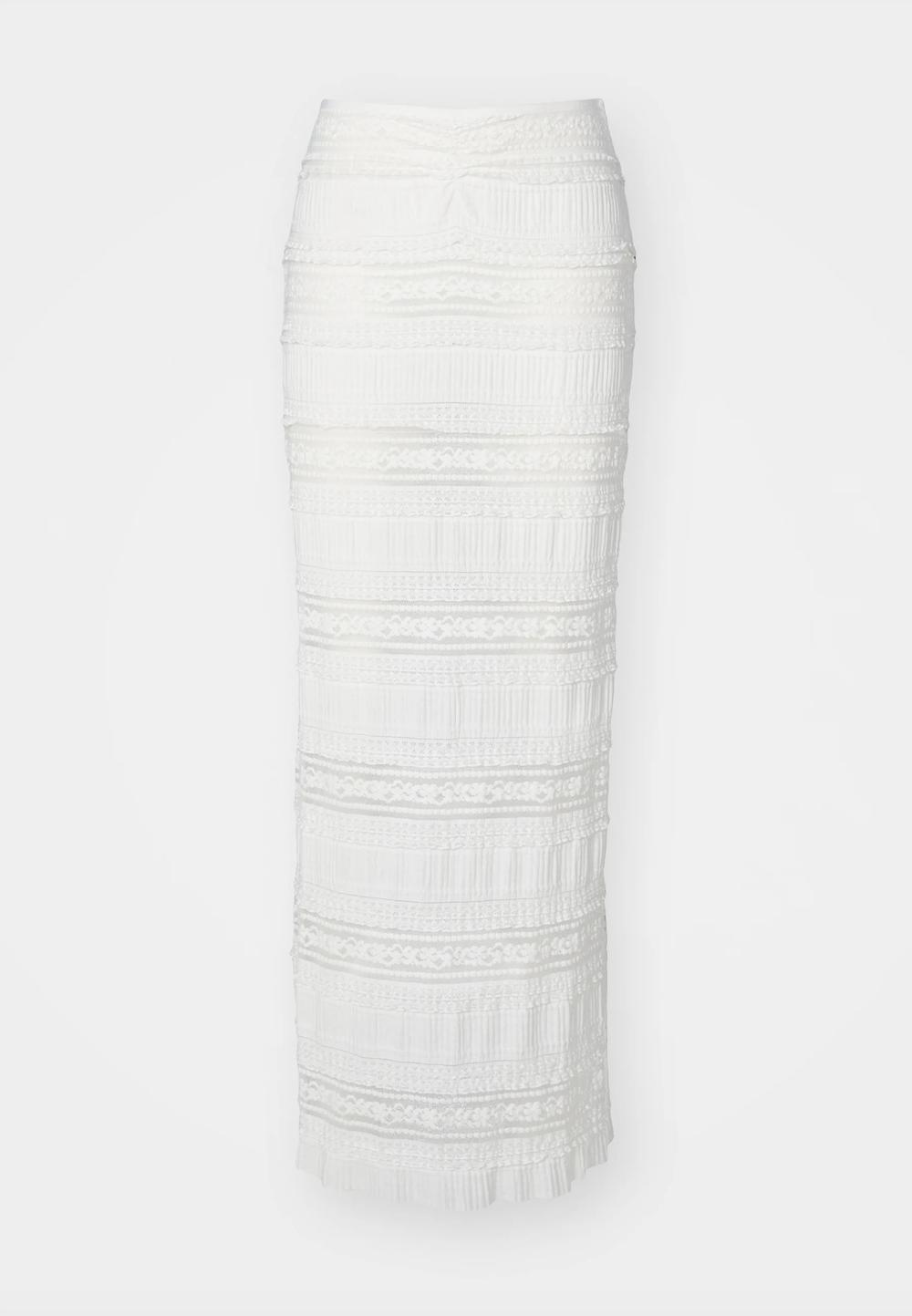 sinead gorey Ruffled Lace Drape Front Maxi Skirt