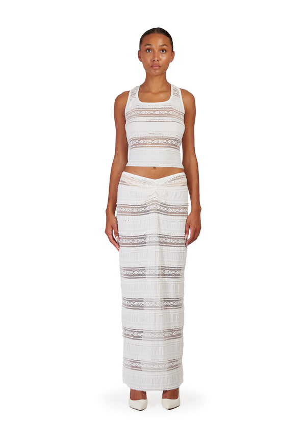 Sinead Gorey Ruffled Lace Racer-Back Vest Top