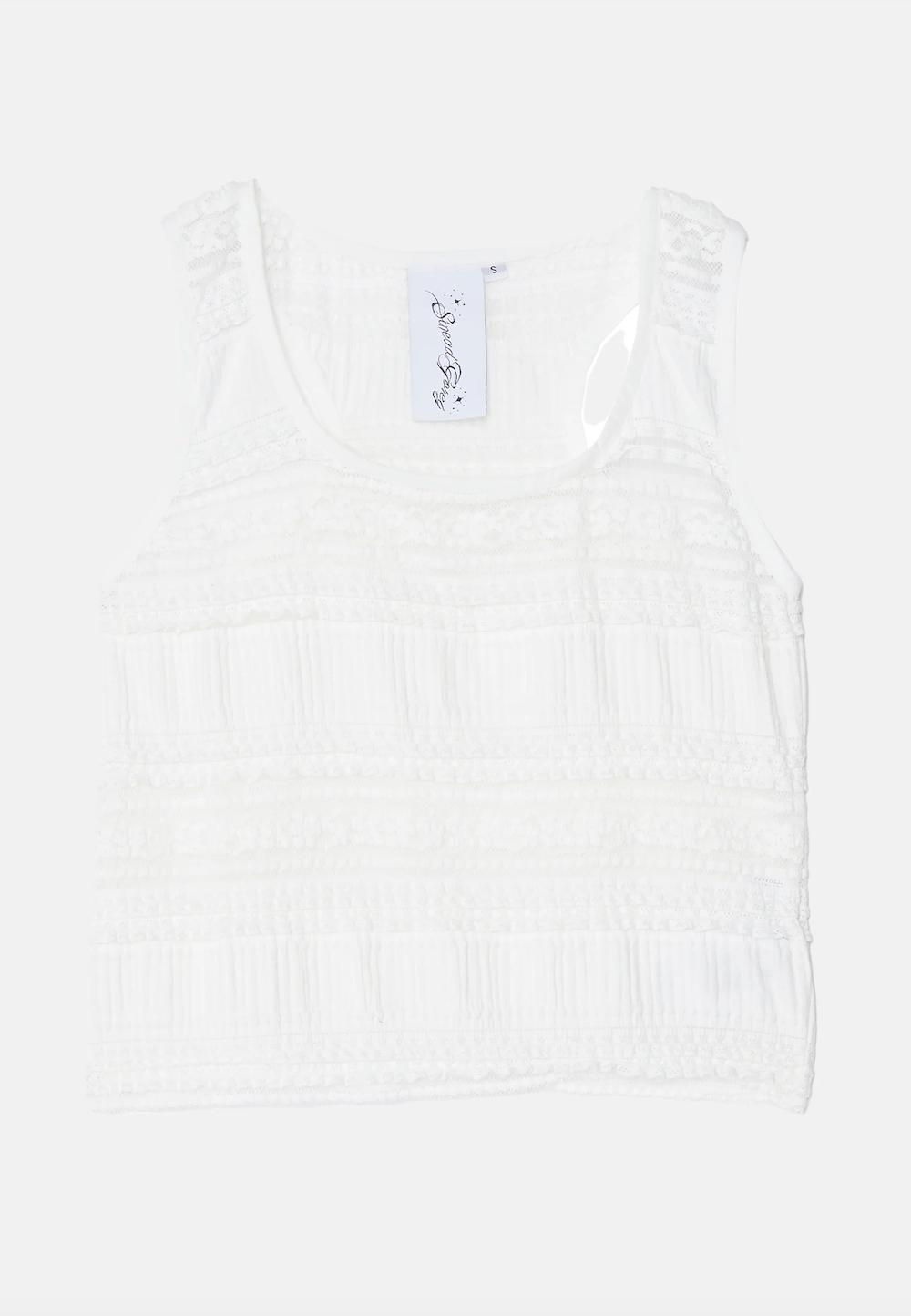 sinead gorey Ruffled Lace Racer-Back Vest Top