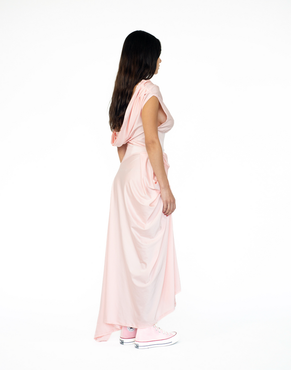 Sinead Gorey Sheen Lycra Draped Asymmetrical Dress