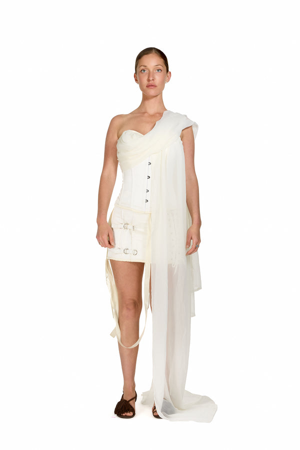 Sinead Gorey Silk Buckle Lace Up Mini-Skirt