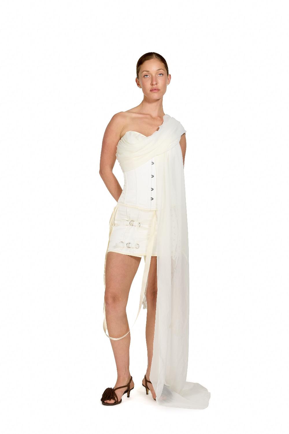 sinead gorey Silk Buckle Lace Up Mini-Skirt