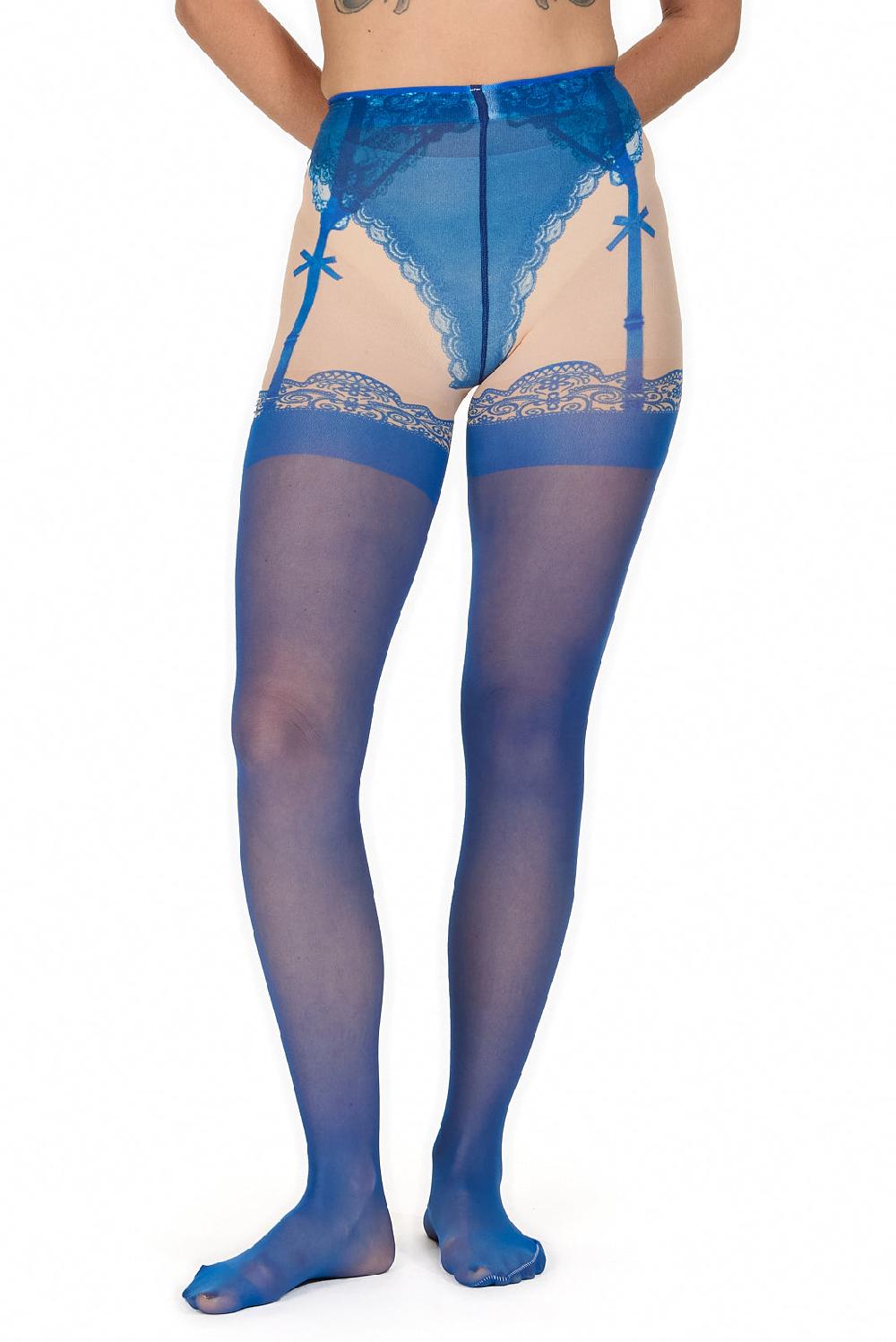 sinead gorey Suspender Illusion Tights- Blue