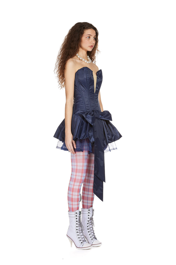 Sinead Gorey Taffeta Corset Bow Front Mini-Dress