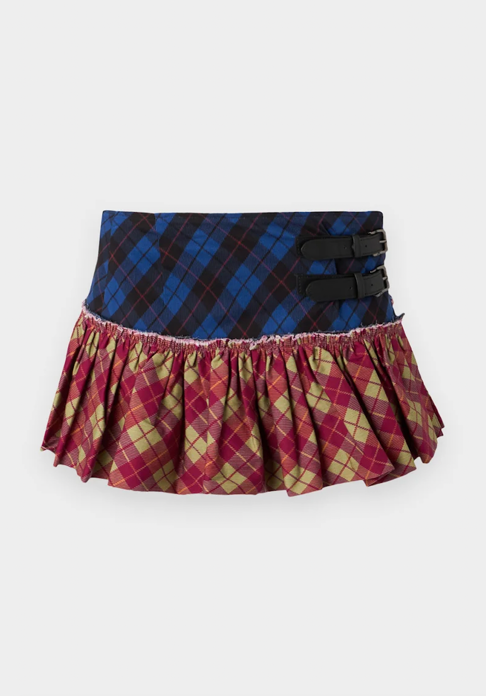 sinead gorey Tartan-Clash Scrunchie Mini-Skirt