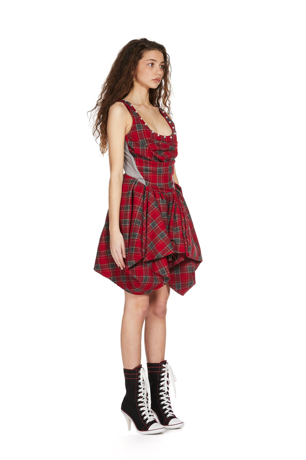 Sinead Gorey Tartan Corset Dress With Pearl Studs