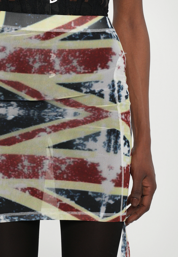 Sinead Gorey Union Jack Print Ruched Skirt