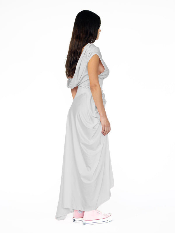 Sinead Gorey Slate Grey- Sheen Draped Asymmetrical Dress