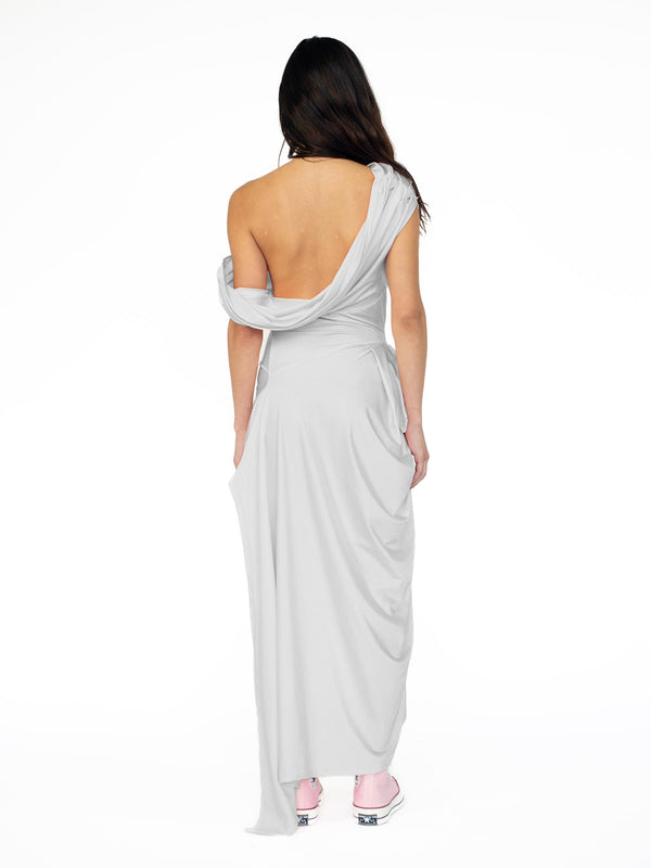 Sinead Gorey Slate Grey- Sheen Draped Asymmetrical Dress