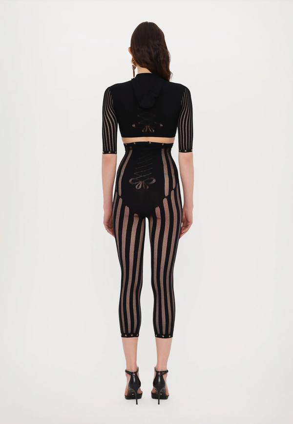 Sinead Gorey Striped Capri Leggings With Star Studs