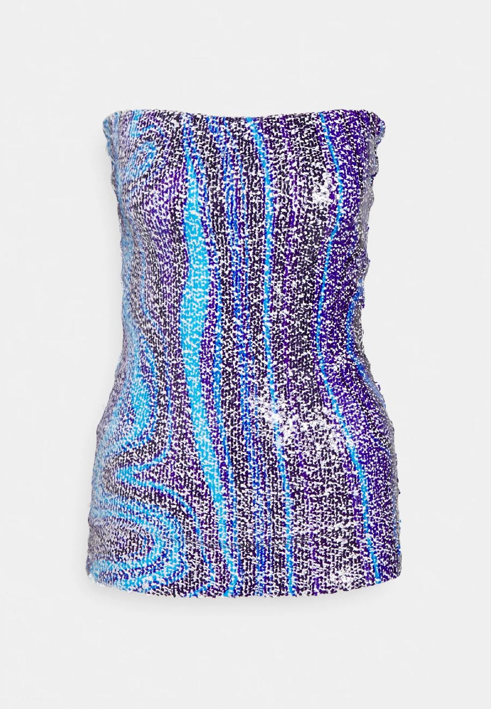 sinead gorey Swirl Printed Stretch Sequin Boob-Tube/ Mini-Dress