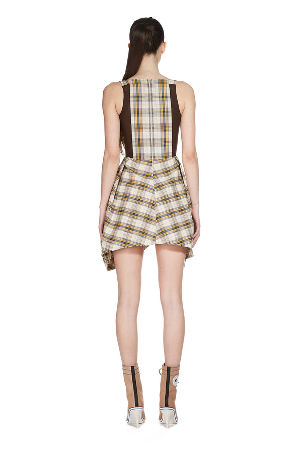 Sinead Gorey Tartan Draped Dress With In-Built Corset