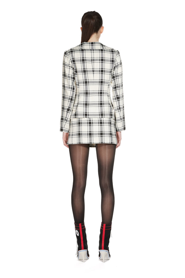 Sinead Gorey Tartan Wool Blazer With Matching Buckle Mini-Skirt