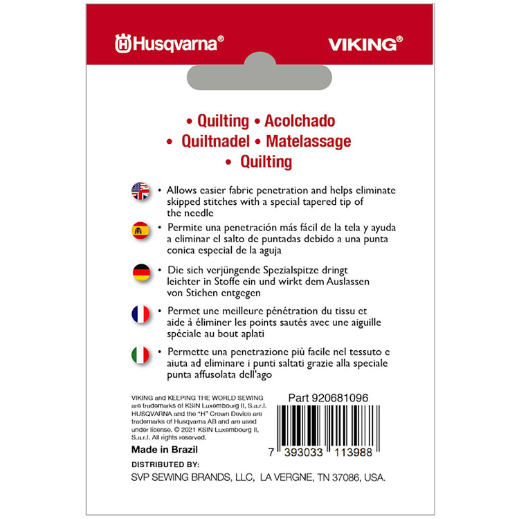 singer HUSQVARNA® VIKING® Quilting Needles Size 80/12 5-Pack