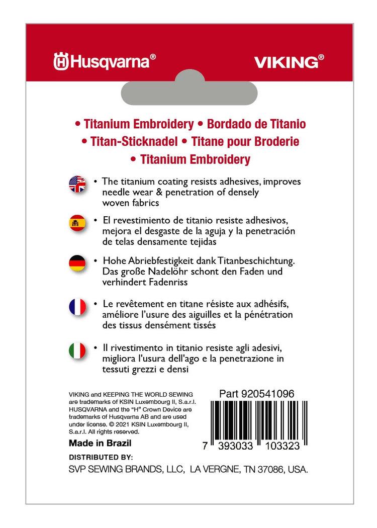 singer HUSQVARNA® VIKING® Titanium Embroidery Needles Size 80/12 5-Pack