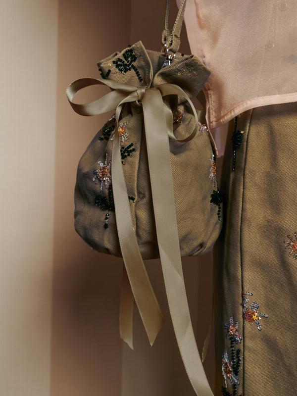 Sister Jane DREAM Chateau Flower Embellished Drawstring Bag