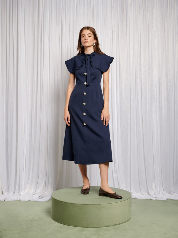 Sister Jane Bibi Bib Collar Midi Dress
