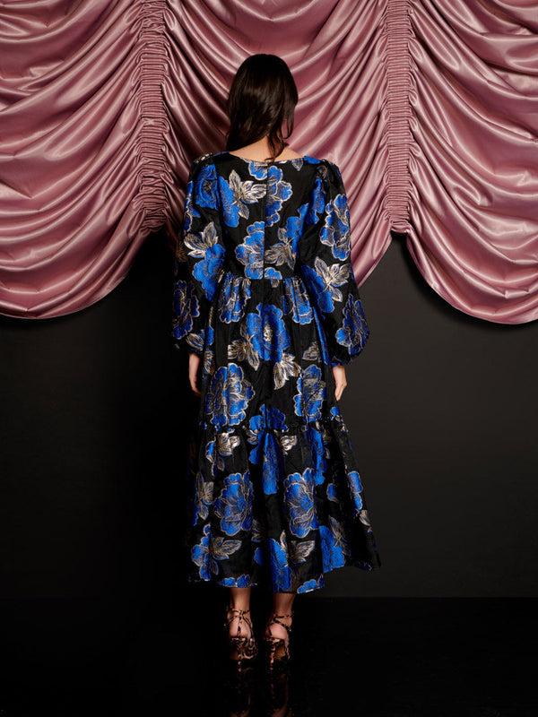 Sister Jane Blues Jacquard Midi Dress