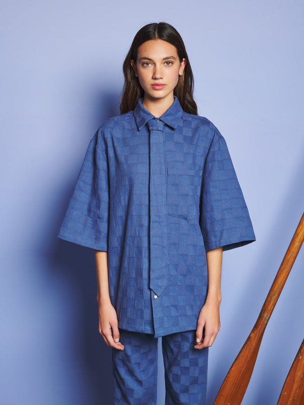 Sister Jane Cabin Embossed Denim Boxy Shirt