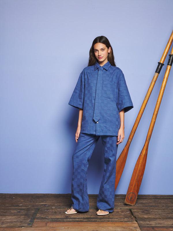 Sister Jane Cabin Embossed Denim Boxy Shirt