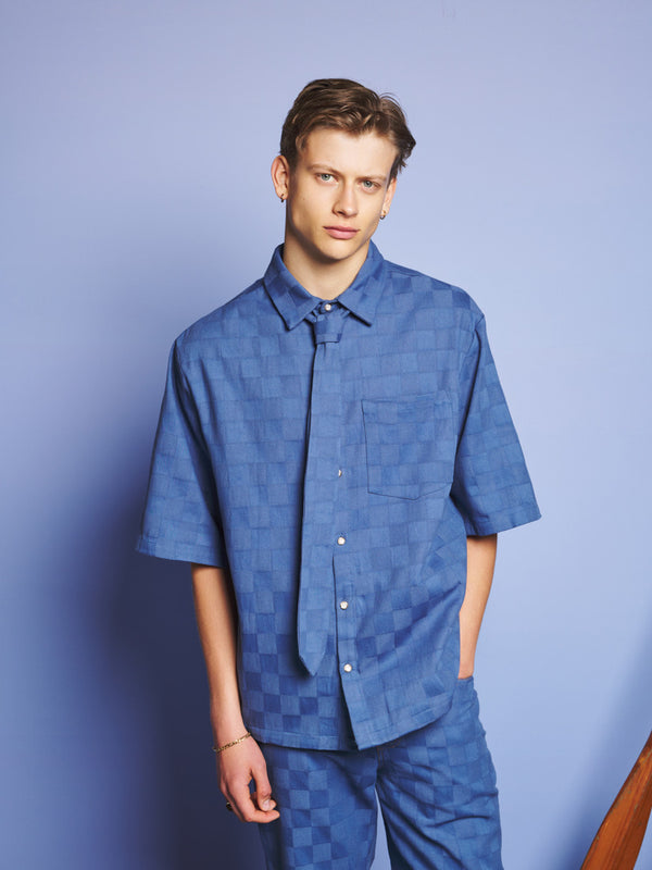 sister jane Cabin Embossed Denim Boxy Shirt