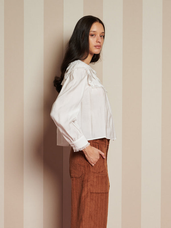 Sister Jane Chamber Ruffle Top