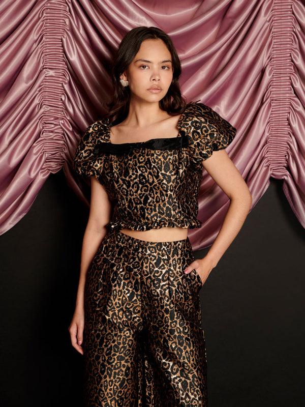 sister jane Cherie Leopard Jacquard Top
