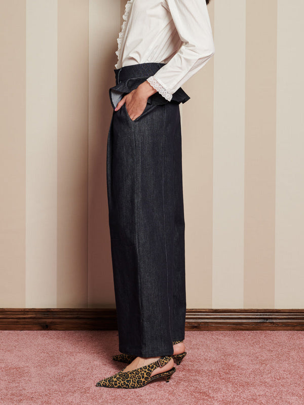 Sister Jane Curio Denim Ruffle Trousers
