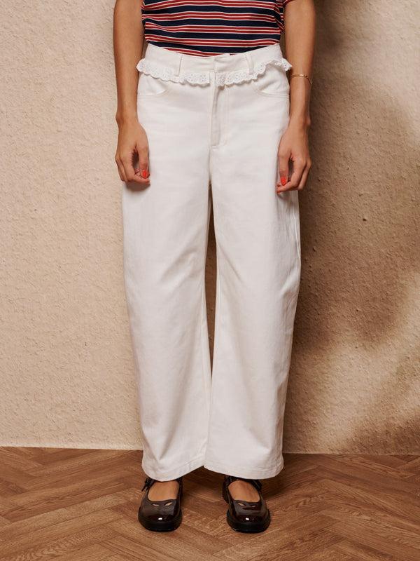 sister jane Dappled Denim Trimmed Jeans