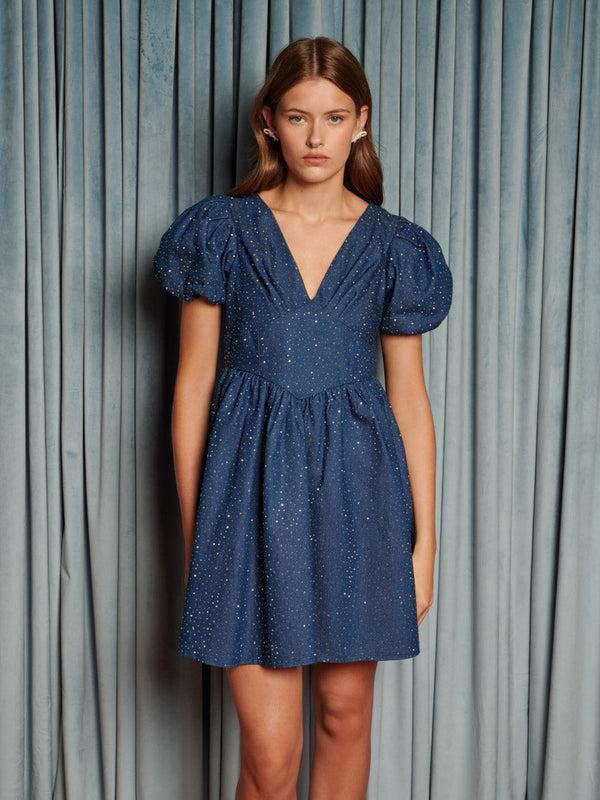 sister jane Daze Embellished Denim Mini Dress